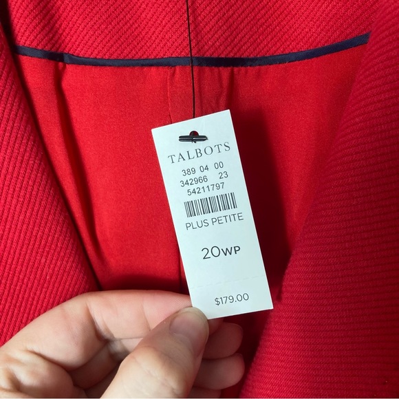Talbots aberdeen red textured fabric blazer women's plus 20 petite NWT - Picture 5 of 8